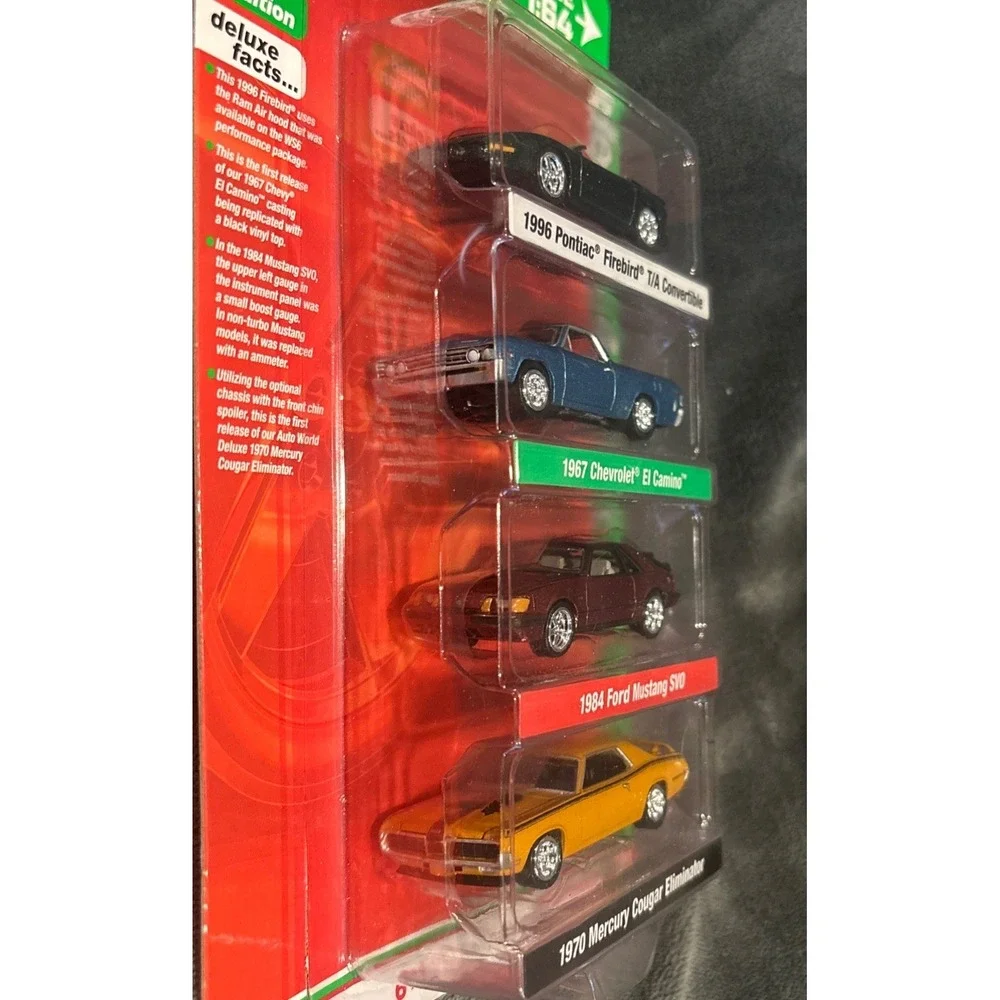 Auto World TARGET Exclusive Deluxe 4-Pack, Firebird, El Camino, Mustang & Cougar